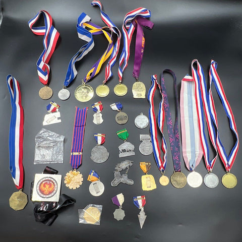 Collectible Medals Lot Vintage Sports Achievement Awards Approximately 32 Pieces