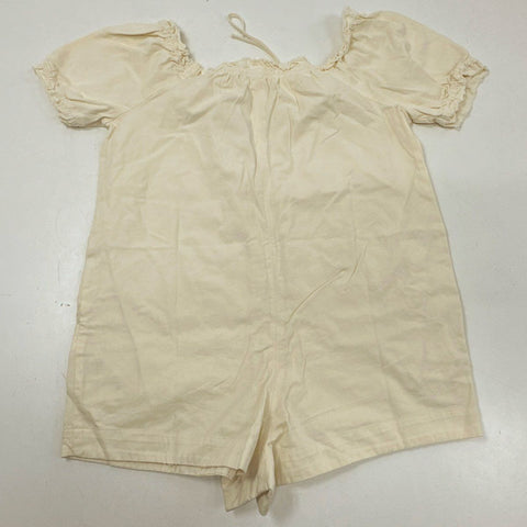 We The Free Free People Women's Peasant Romper Ivory Vanilla Puff Sleeve NWT S