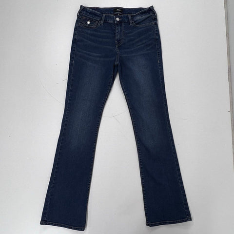 True Religion Women's Becca Mid Rise Bootcut Dark Wash Studded Jeans Size 31