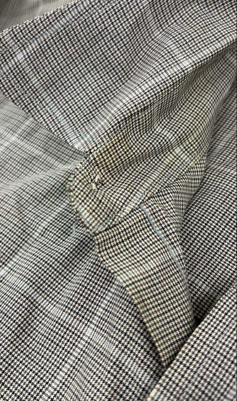 Vintage 90s Burberrys Men's Gray Plaid Houndstooth Cotton Button Up Shirt USA L