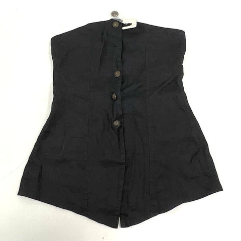 NWT Free People Between Us Black Linen Blend Strapless Corset Top Women's S