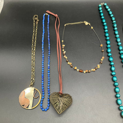 Vintage to Modern Costume Jewelry Lot 10 Necklaces Shell Beaded Millefiori