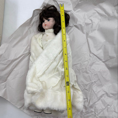 Vintage House of Lloyd 1988 Christmas Collector Doll White Faux Fur With Box