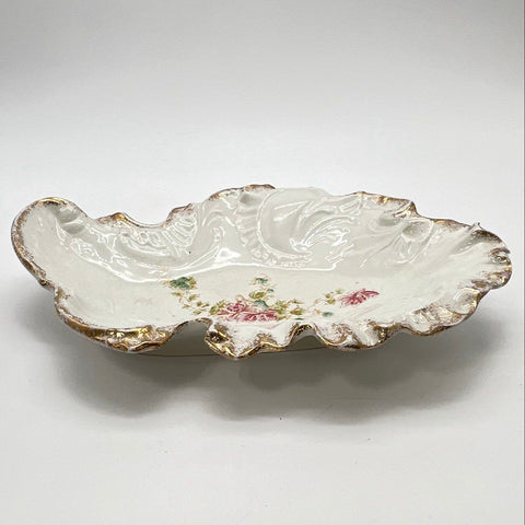 Alvaro Chile Porcelain Serving Dish Scalloped Gold Trim Floral Platter 14"