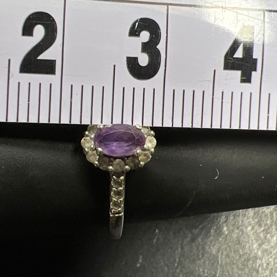 RJ 925 Sterling Silver Amethyst and Topaz Ring Size 5