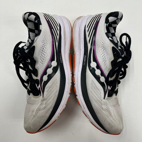 Saucony Ride 14 White Black Checkered Running Sneakers Women's Size 9.5