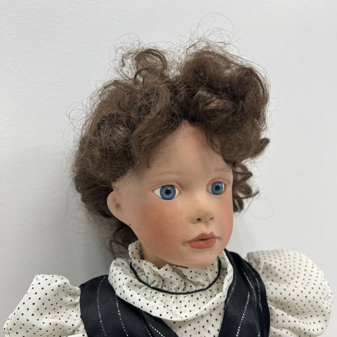 Janis Berard Porcelain Artist Doll Victorian Dress Black White 24" Limited Ed