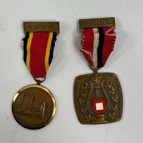 Lot of 4 Vintage European March Medals 1970s Swiss Spanish Belgian Souvenir