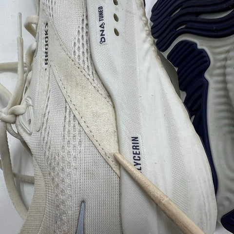 Brooks Glycerin 19 White Navy Blue Running Shoes Men's Size 9