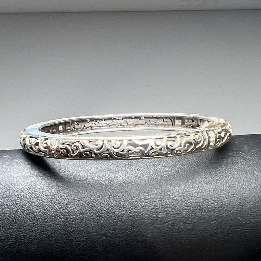 Brighton Silver Plate Filigree Hinged Bracelet