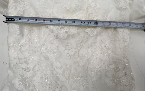 Untamed Petals Women's White Lace Sequin Tulle Mini Dress Mock Neck Bridal Sz M