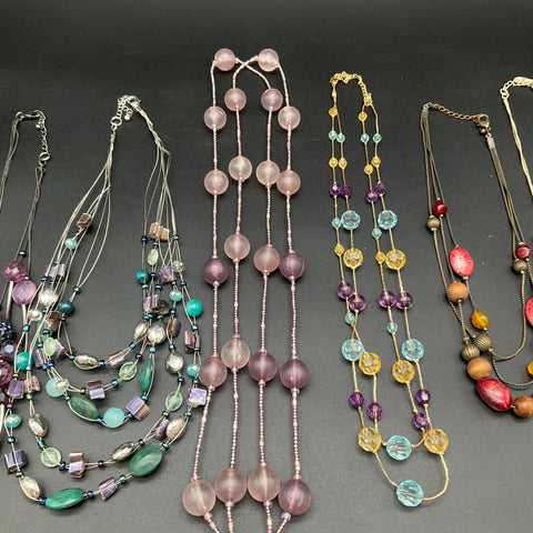 Fashion Jewelry Lot of 7 Necklaces Multi-Strand Beaded Shell Faux Stone Styles