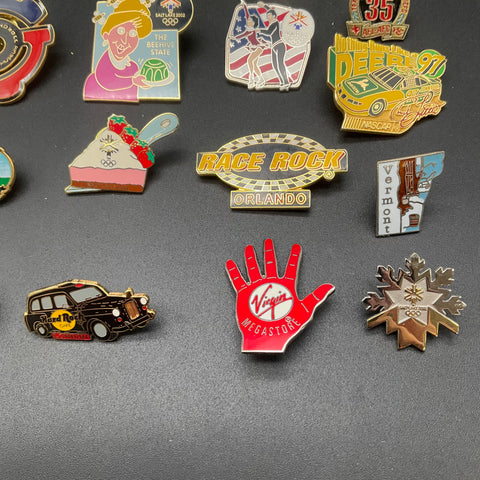 Vintage Lapel Pin Lot Disney Hard Rock Olympics NASCAR 31 Pieces