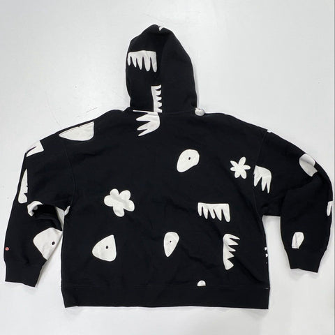Nike Jordan Women's Flight Fleece Printed Hoodie Black Abstract Loose Sz XL NWT