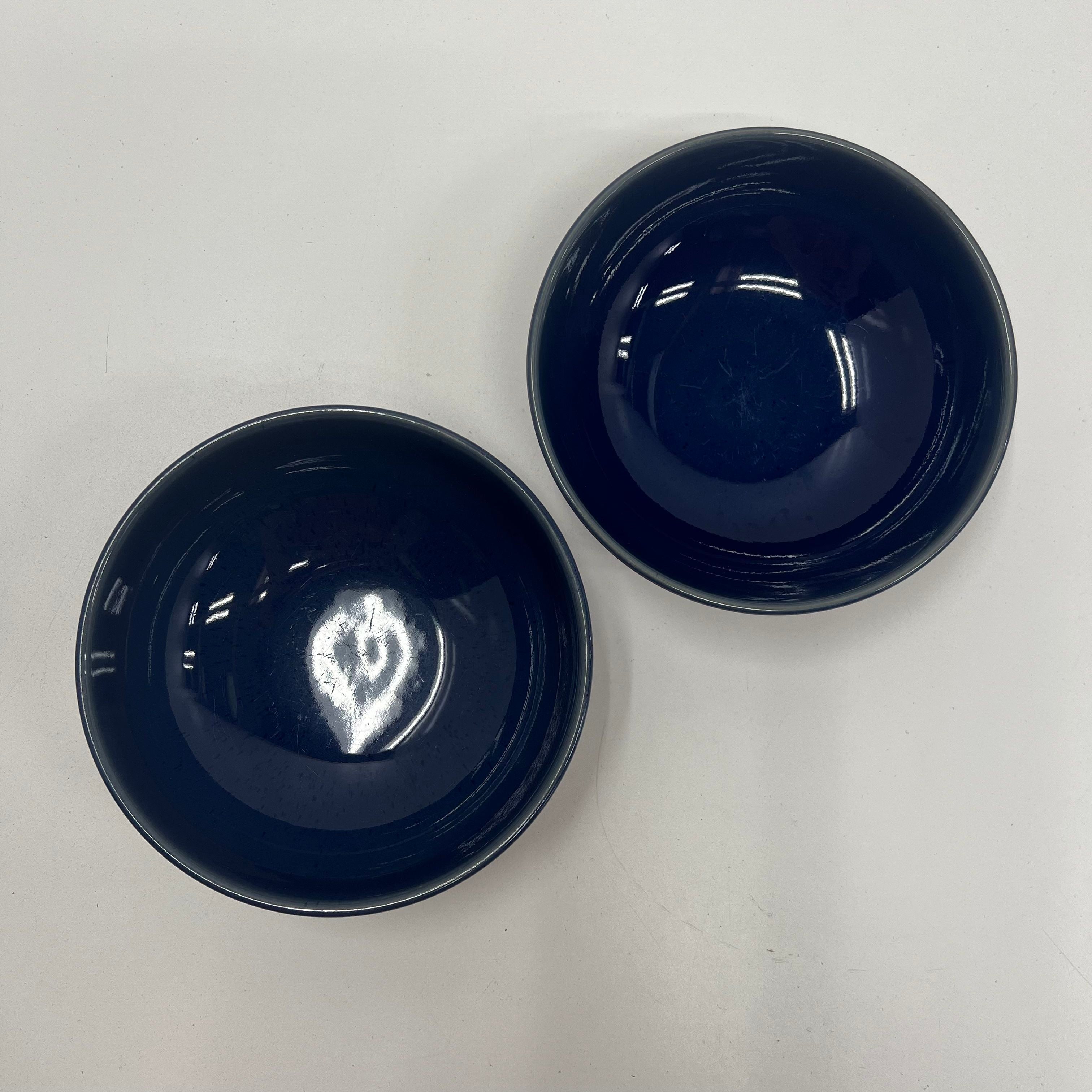 Denby Maroon Red Imperial Blue Stoneware Cereal Soup Bowls Lot of 2 England