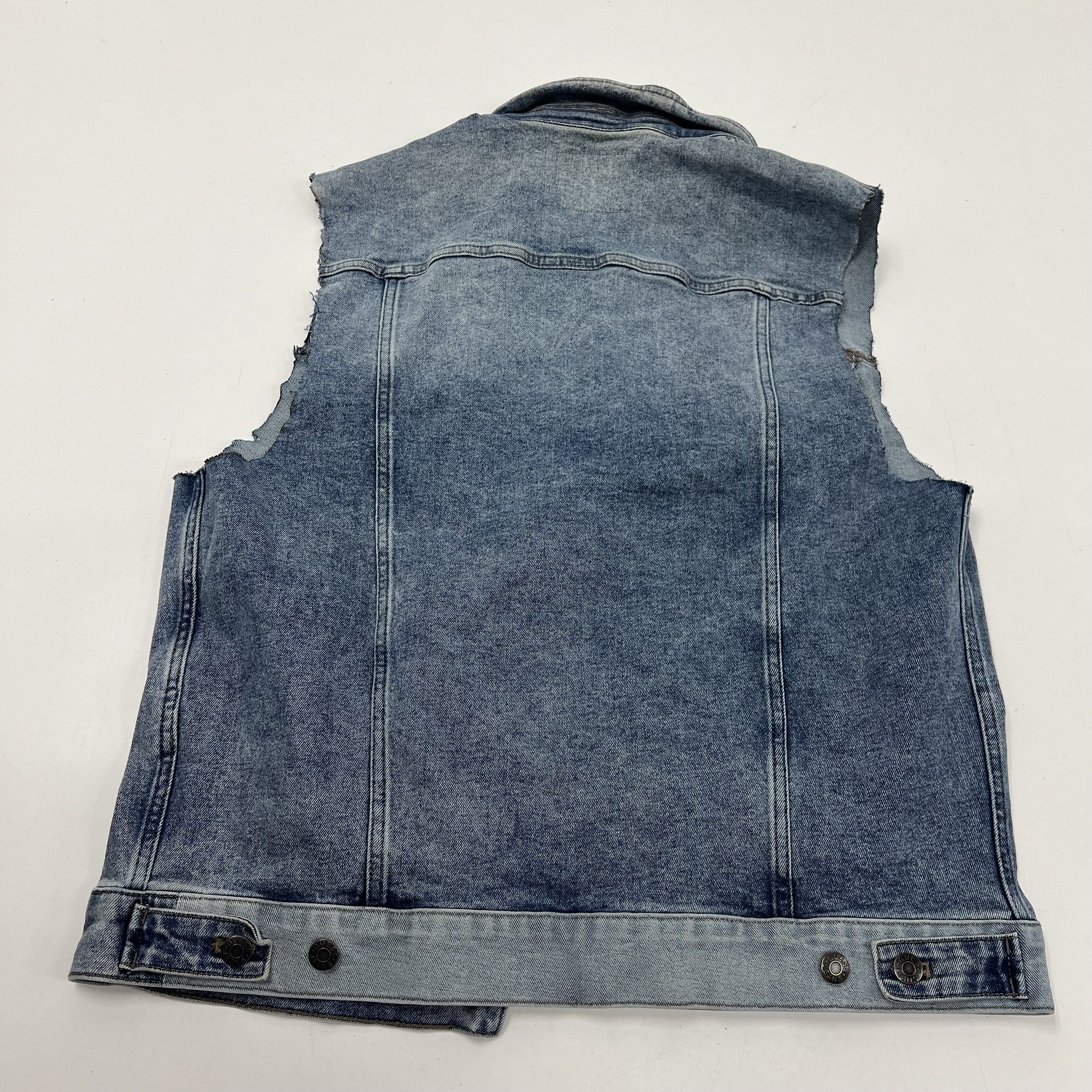 Guess Light Blue Acid Wash Trucker Cut Off Denim Vest Men's Size L