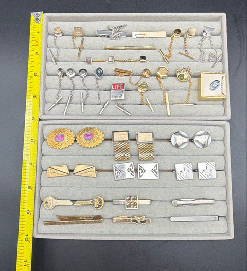 Vintage Mens Jewelry Lot Cufflinks Tie Clips Tacks Collar Bar Kreisler Yale