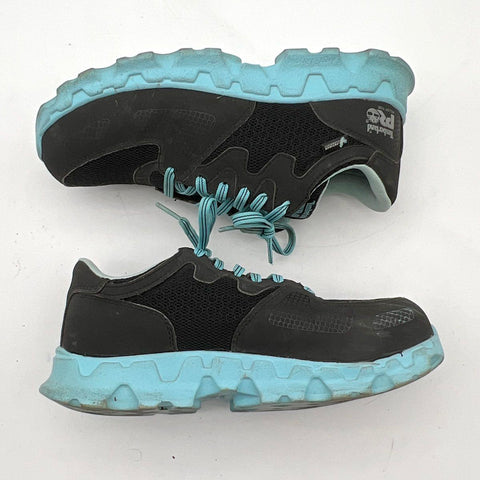 Timberland PRO Powertrain Alloy Toe Black Blue Work Shoe Women's Size 7M 92668