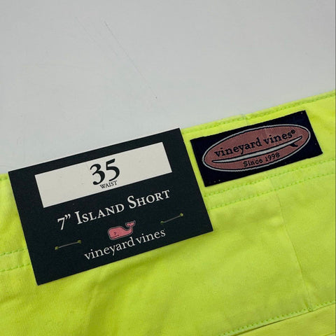 Vineyard Vines Men's 7" Island Shorts Highlighter Yellow Solid NWT Size 35