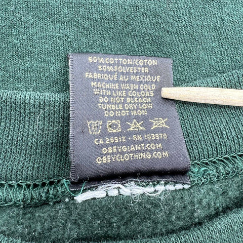 Obey Men's Green Graphic Crewneck Sweatshirt Streetwear Tapestry Logo Size S