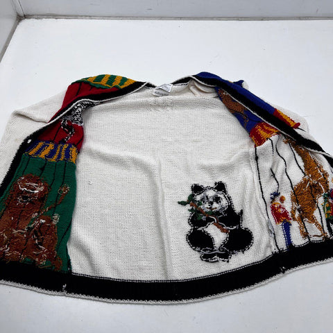 Vintage 90s Marisa Christina Classics Women's Circus Animal Cardigan Sz S