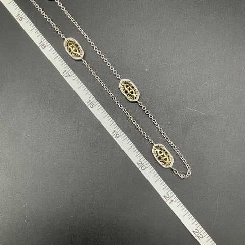 Kendra Scott Two-Tone Filigree Station Necklace Silver & Gold Tone 20.5"