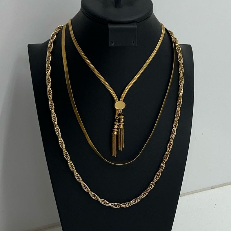 Lot Of Costume Gold Tone Statement Piece Chains Jewelry Necklaces