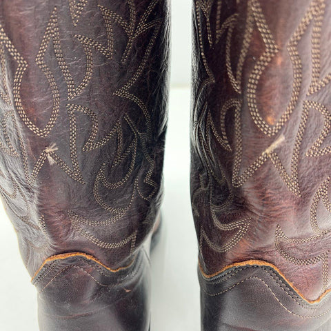 Justin 68521 Brown Leather Western Cowboy Boots Vibram Sole USA Made Size 11 EW