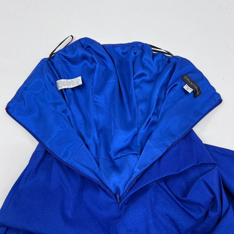 Vintage Y2K Jessica McClintock Royal Blue Strapless Rosette Bubble Dress Sz 2