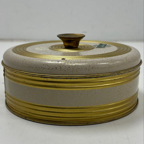 Vintage Guildcraft Dexter Round Metal Tin LeeWards Exclusive Gold Fleck Cream