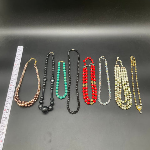 Vintage Costume Jewelry Necklace Lot of 8 Beaded Faux Pearl Crystal Multi-strand