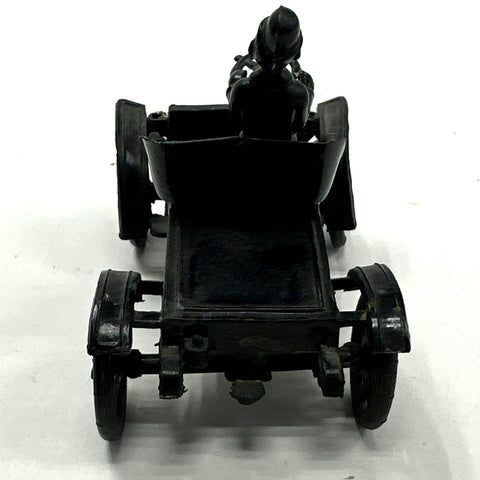 Vintage Cast Iron Toy Car Black Early Automobile with Driver 3 Inch Loose