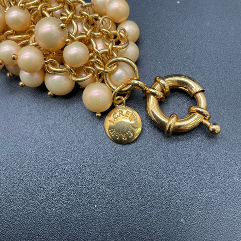 J. Crew Pearl Garden Cha Cha Shakey Bracelet Gold Tone Faux Pearls 8"