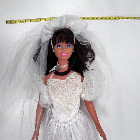 Barbie Mattel My Size Bride Doll 3 Foot Tall Brunette Vintage 1990s With Veil