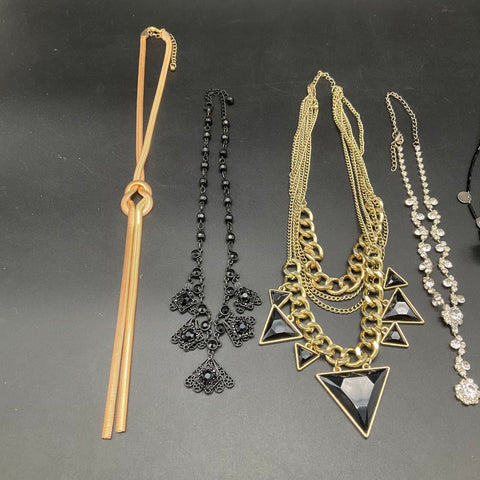 Fashion Statement Necklace Lot of 6 Rhinestone Shell Geometric Snake Chain