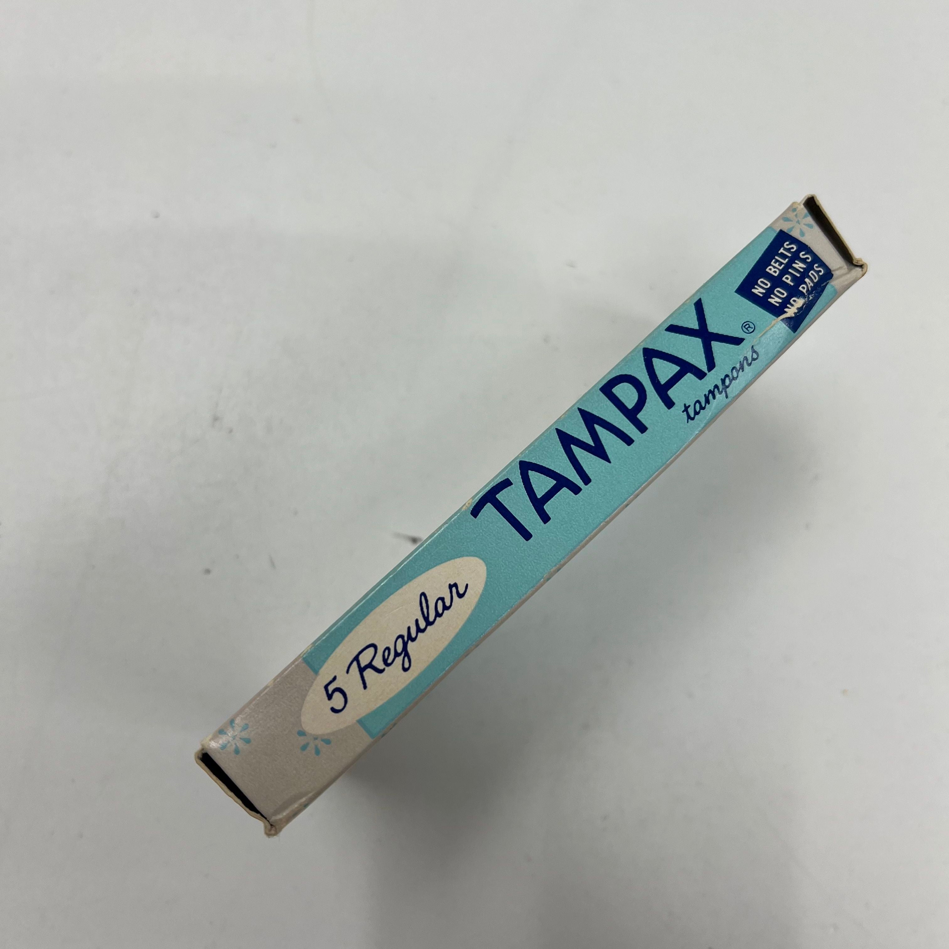 Vintage 1960s Tampax Tampons Trial Package Unused Full Box 5 Regular USA Made