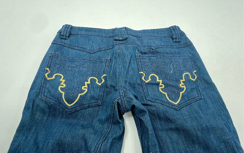 Vintage Y2K Antik Denim Women's Blue Bootcut Flare Sample Jeans Sz 0 Embroidered