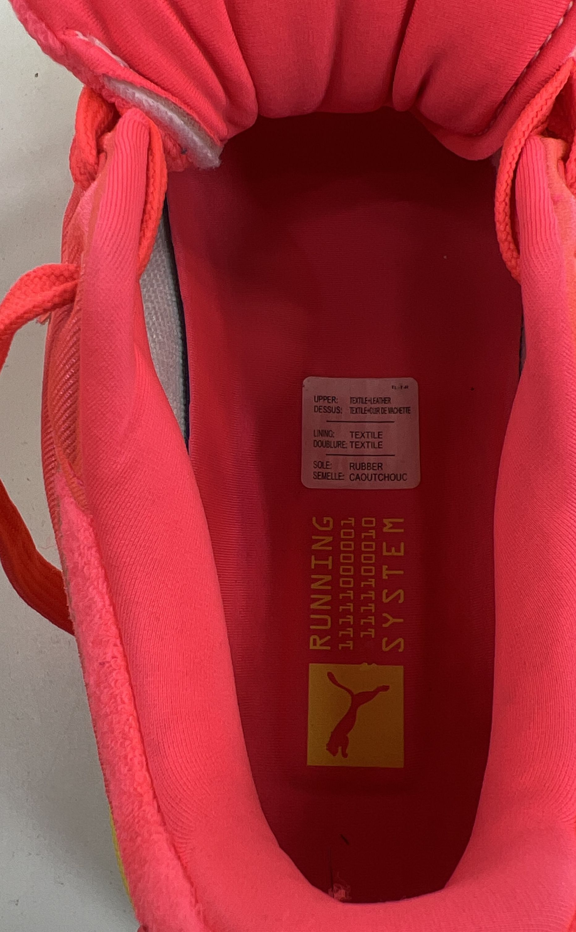 Women's Puma RS-X Soft Case Neon Pink Yellow Alert Athletic Shoe Size 9.5