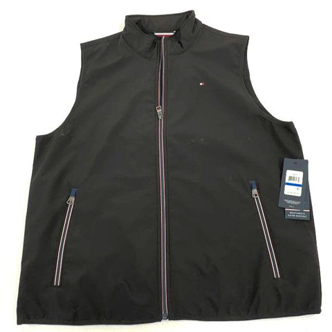 Tommy Hilfiger Men's Black Water Resistant Full Zip Mock Neck Vest Size XL NWT