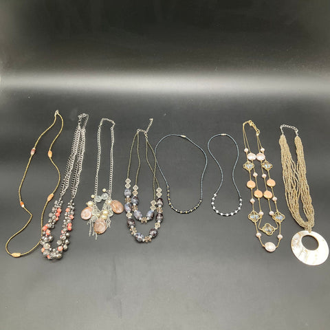 Fashion Costume Jewelry Lot 8 Necklaces Beaded Statement Shell Boho Faux Pearl