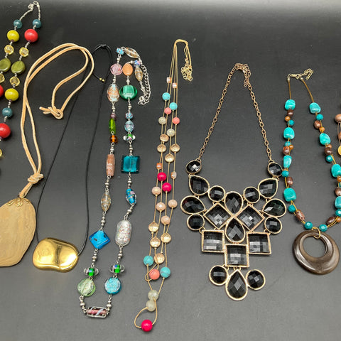Mixed Costume Necklace Jewelry Lot 1 lb Vintage to Modern Beaded Statement Style