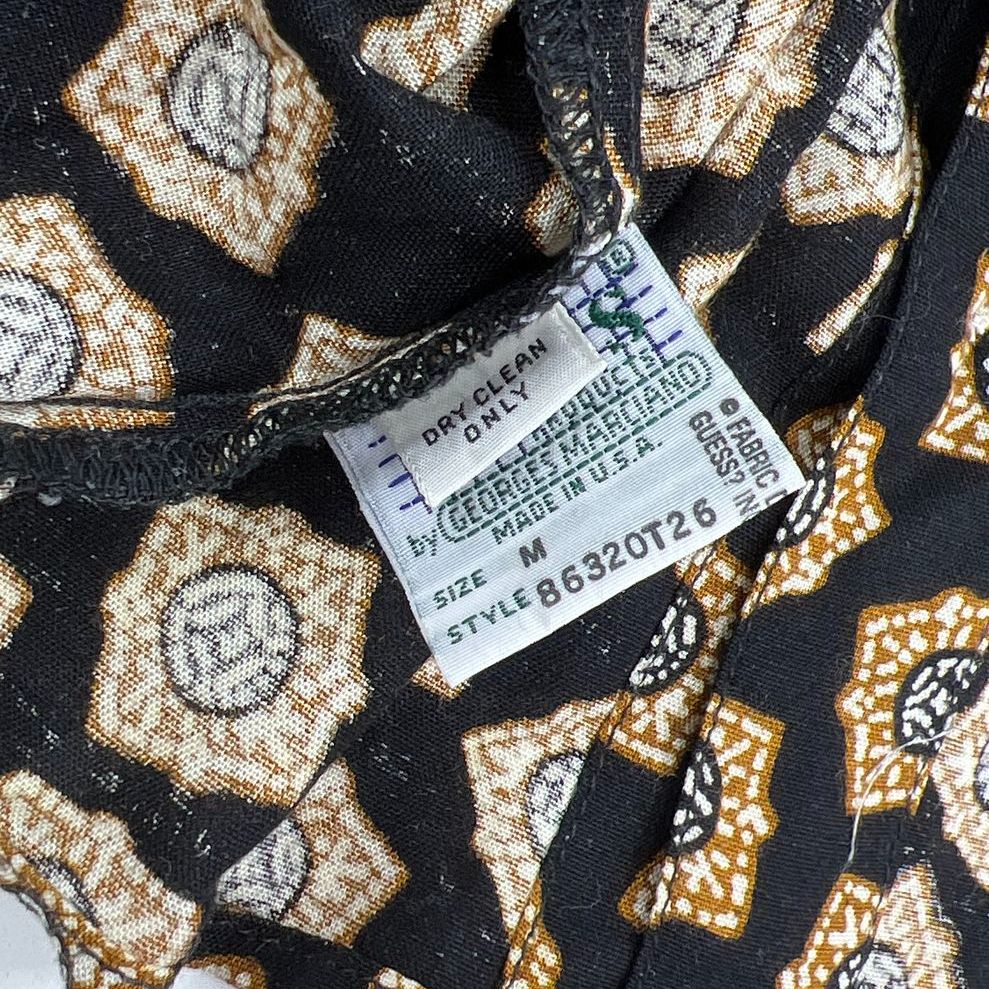 Vintage 90s Guess Marciano Geometric Print Button Up Shirt Made in USA Sz M