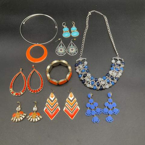 Statement Jewelry Lot 9 Pcs Bohemian Beaded Necklaces Dangle Earrings Bracelet