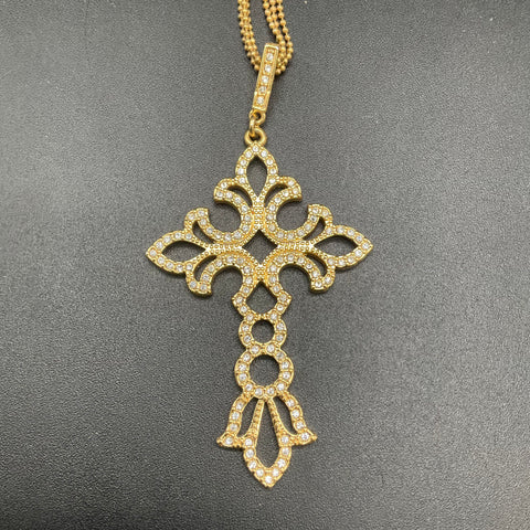 Lauren Ralph Lauren LRL Gold Tone Rhinestone Quatrefoil Necklace Set of 2