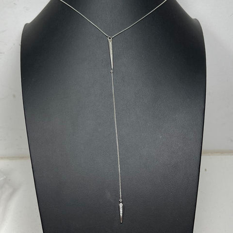 Kendra Scott Silver tone Y Drop Rhinestone Necklace 7.5g
