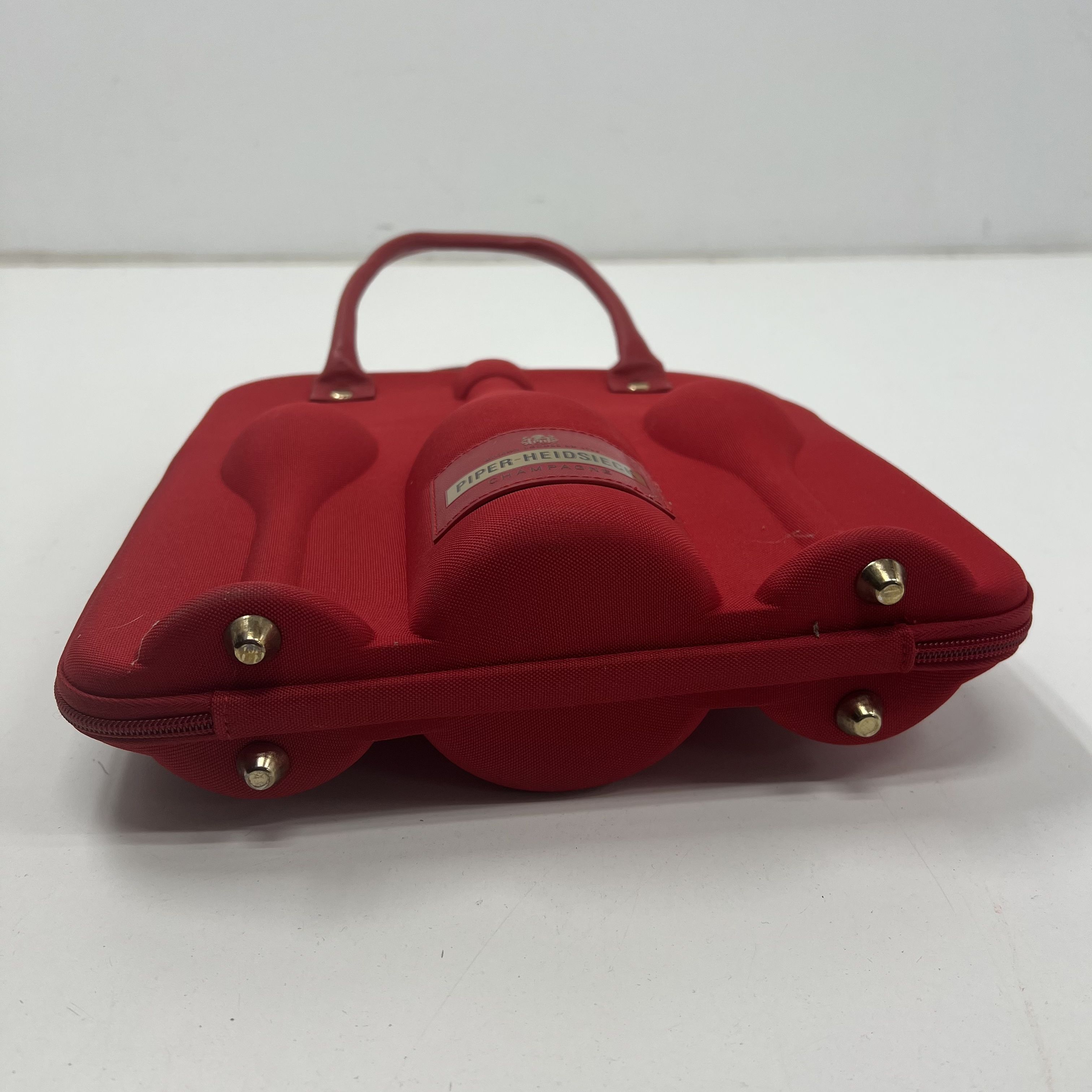 Piper-Heidsieck Red Champagne Travel Tote Cooler Bag Carrier Case Gold Hardware
