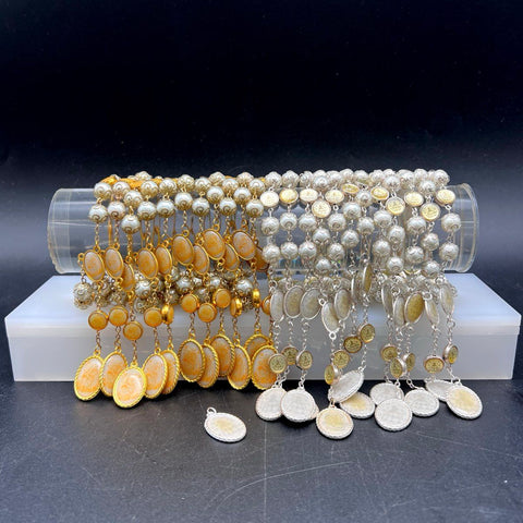 Religious Rosary Bracelet Lot of 20 Gold Silver Tone Faux Pearl Catholic Medals