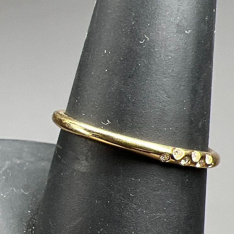 Stella & Dot Gold Plate Rhinestone Ring Size 9 1.09g