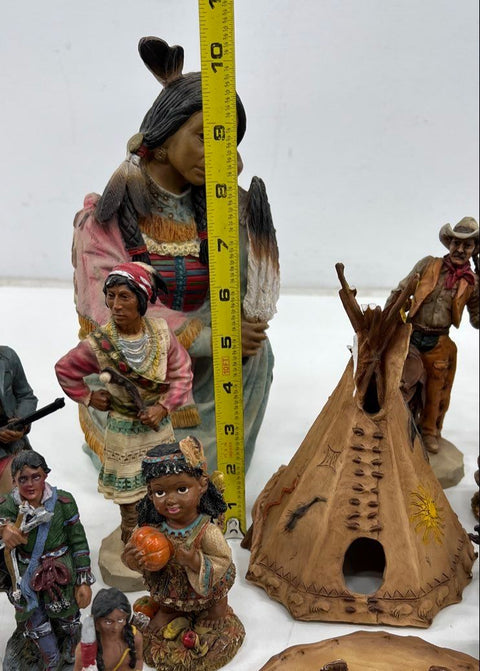 Vintage Lot Castagna Resin Figurines Native American Western Cowboy 1990s