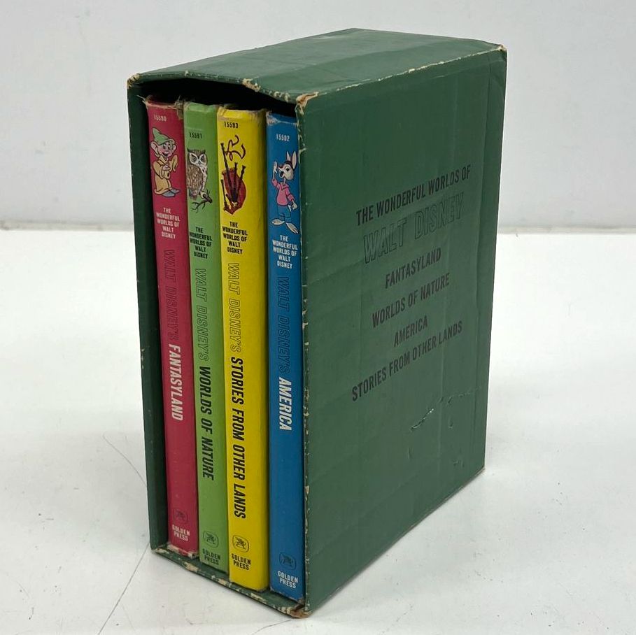 Vintage 1965 Wonderful Worlds of Walt Disney 4 Book Box Set Golden Press